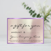 Carte Certificat cadeau d'entreprise Logo Perle violet (Debout devant)