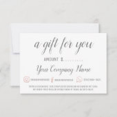 Carte Certificat cadeau d'entreprise Logo simple rose bl (Devant)
