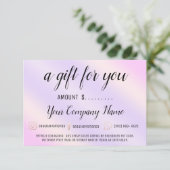 Carte Certificat cadeau d'entreprise Logo social violet  (Debout devant)