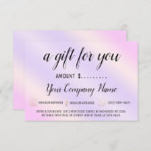 Carte Certificat cadeau d'entreprise Logo social violet  (Devant / Derrière)