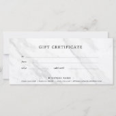 Carte Certificat cadeau d'entreprise Marbre blanc Élégan (Dos)