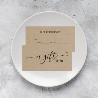 Carte Certificat cadeau d'entreprise minimaliste Kraft m