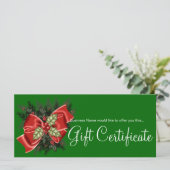 Carte Certificat cadeau d'entreprise Mistletoe & Red Bow (Debout devant)