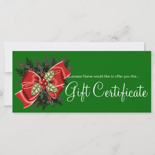 Carte Certificat cadeau d'entreprise Mistletoe & Red Bow (Devant)