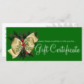 Carte Certificat cadeau d'entreprise Mistletoe & Tan Bow (Devant / Derrière)