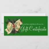 Carte Certificat cadeau d'entreprise Mistletoe & Tan Bow (Devant)