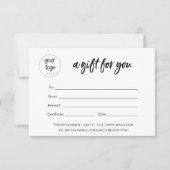 Carte Certificat cadeau d'entreprise moderne avec logo (Devant)