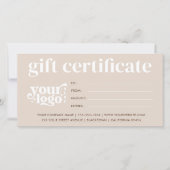 Carte Certificat cadeau d'entreprise moderne avec logo p (Devant)