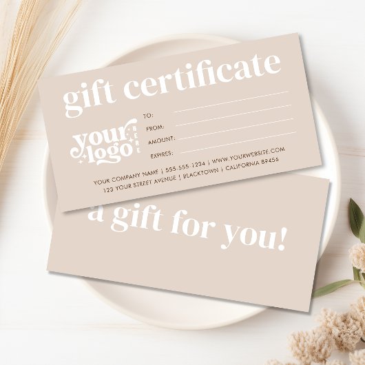Carte Certificat cadeau d'entreprise moderne avec logo p