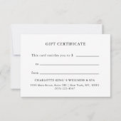 Carte CERTIFICAT CADEAU D'ENTREPRISE | Moderne | Floral  (Dos)