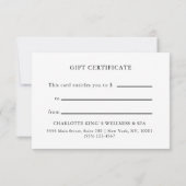Carte CERTIFICAT CADEAU D'ENTREPRISE | Moderne | Floral (Dos)
