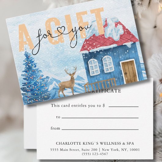 Carte CERTIFICAT CADEAU D'ENTREPRISE | Motif de neige de