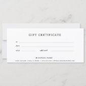 Carte Certificat cadeau d'entreprise noir et blanc (Dos)