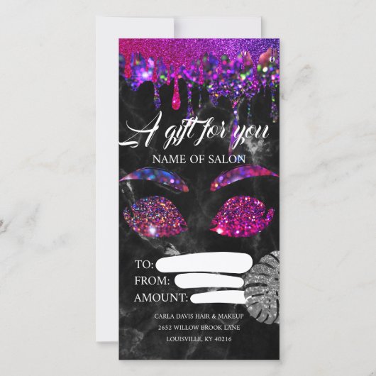 Carte Certificat cadeau d'entreprise Parties scintillant (Devant)