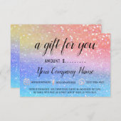 Carte Certificat cadeau d'entreprise Parties scintillant (Devant / Derrière)