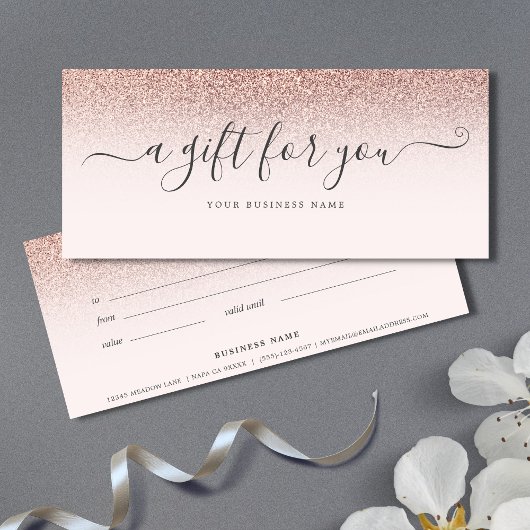 Carte Certificat cadeau d'entreprise Rose Gold Ombre