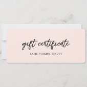 Carte Certificat cadeau d'entreprise rose pâle (Devant)