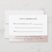 Carte CERTIFICAT CADEAU D'ENTREPRISE | Rosegold Parties  (Dos)