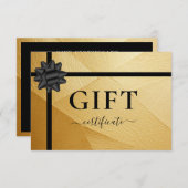 Carte CERTIFICAT CADEAU D'ENTREPRISE | Ruban | Or (Devant / Derrière)