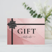 Carte CERTIFICAT CADEAU D'ENTREPRISE | Ruban | Rose clai (Debout devant)