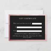 Carte CERTIFICAT CADEAU D'ENTREPRISE | Ruban | Rose clai (Dos)