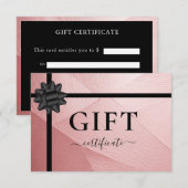 Carte CERTIFICAT CADEAU D'ENTREPRISE | Ruban | Rose clai (Devant / Derrière)