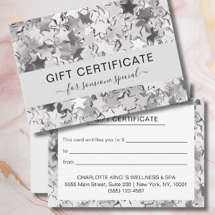 Carte Certificat cadeau d'entreprise Silver Stars modern