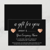 Carte Certificat cadeau d'entreprise Simply Black White (Devant / Derrière)