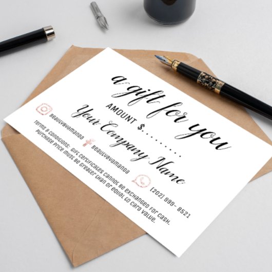 Carte Certificat cadeau d'entreprise Simply Logo Social