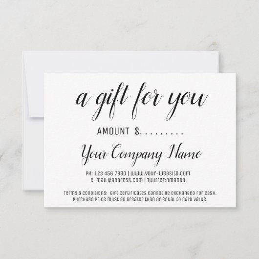 Carte Certificat cadeau d'entreprise Simply Modern Black (Devant)