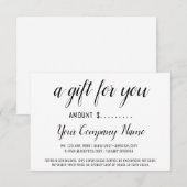 Carte Certificat cadeau d'entreprise Simply Modern Black (Devant / Derrière)