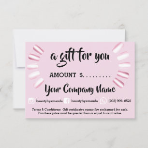 Carte Certificat cadeau d'entreprise Simply Social Nails