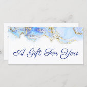 Carte certificat cadeau design en marbre bleu (Devant / Derrière)