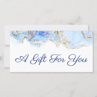 Carte certificat cadeau design en marbre bleu