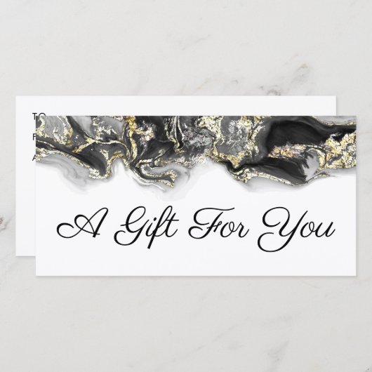 Carte certificat cadeau design en marbre noir (Devant / Derrière)