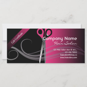 Carte Certificat cadeau design tendance noir et rose