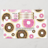 Carte Certificat Cadeau Donuts Rose & Marron (Devant / Derrière)