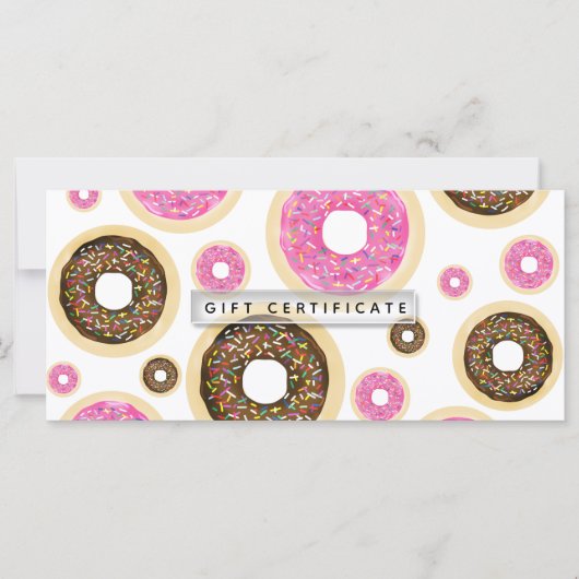 Carte Certificat Cadeau Donuts Rose & Marron (Devant)