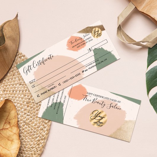 Carte Certificat cadeau d'or Abstrait moderne Tones de l