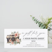 Carte Certificat cadeau du bon de séance photo (Debout devant)