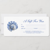 Carte Certificat cadeau du logo de coquillage bleu (Devant)