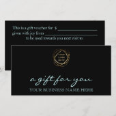 Carte Certificat cadeau du logo d'entreprise Aqua modern (Devant / Derrière)