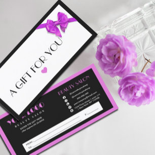 Carte Certificat cadeau du logo du coeur noir et pourpre