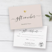 Carte Certificat cadeau du logo or de script moderne