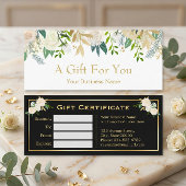 Carte Certificat Cadeau du Salon de Beauté Fleur Or Ivoi