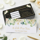 Carte Certificat Cadeau du Salon de Beauté Fleur Or Ivoi