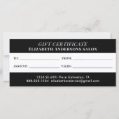Carte Certificat cadeau du salon de beauté Leopard Coiff (Dos)