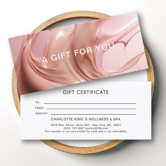 Carte Certificat Cadeau du Salon de Beauté Rose Blush