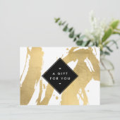 Carte Certificat cadeau Edgy Faux Gold Brushstrokies (Debout devant)