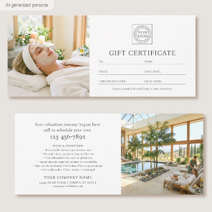Carte Certificat Cadeau Élégant avec Logo Photo Personna